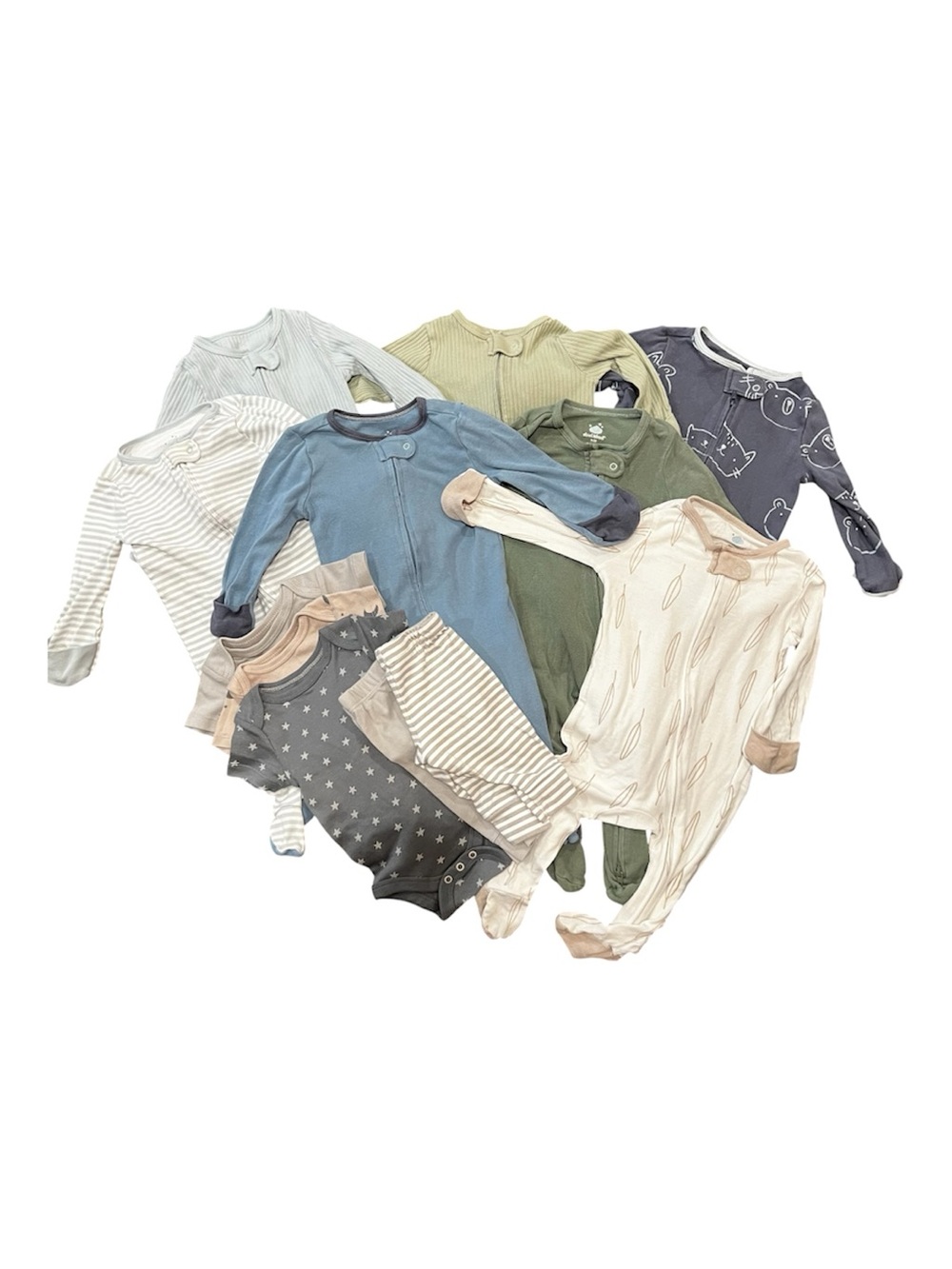 Cloud Island Newborn Baby Pajama & Onesie Bundle in Neutral Colors Cotton Blend